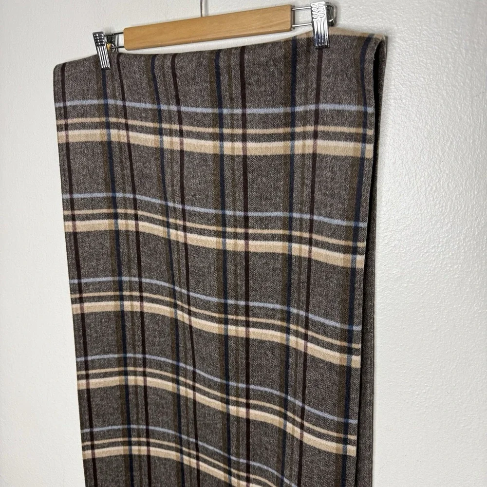 New Banana Republic Plaid Double Faced Scarf Polyester Wool Grey Glen‎ Plaid